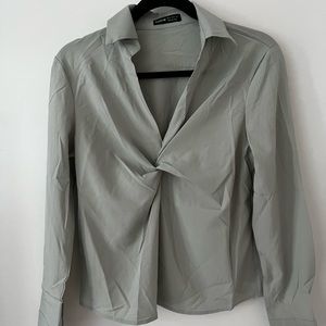 Solid Twist Front Blouse